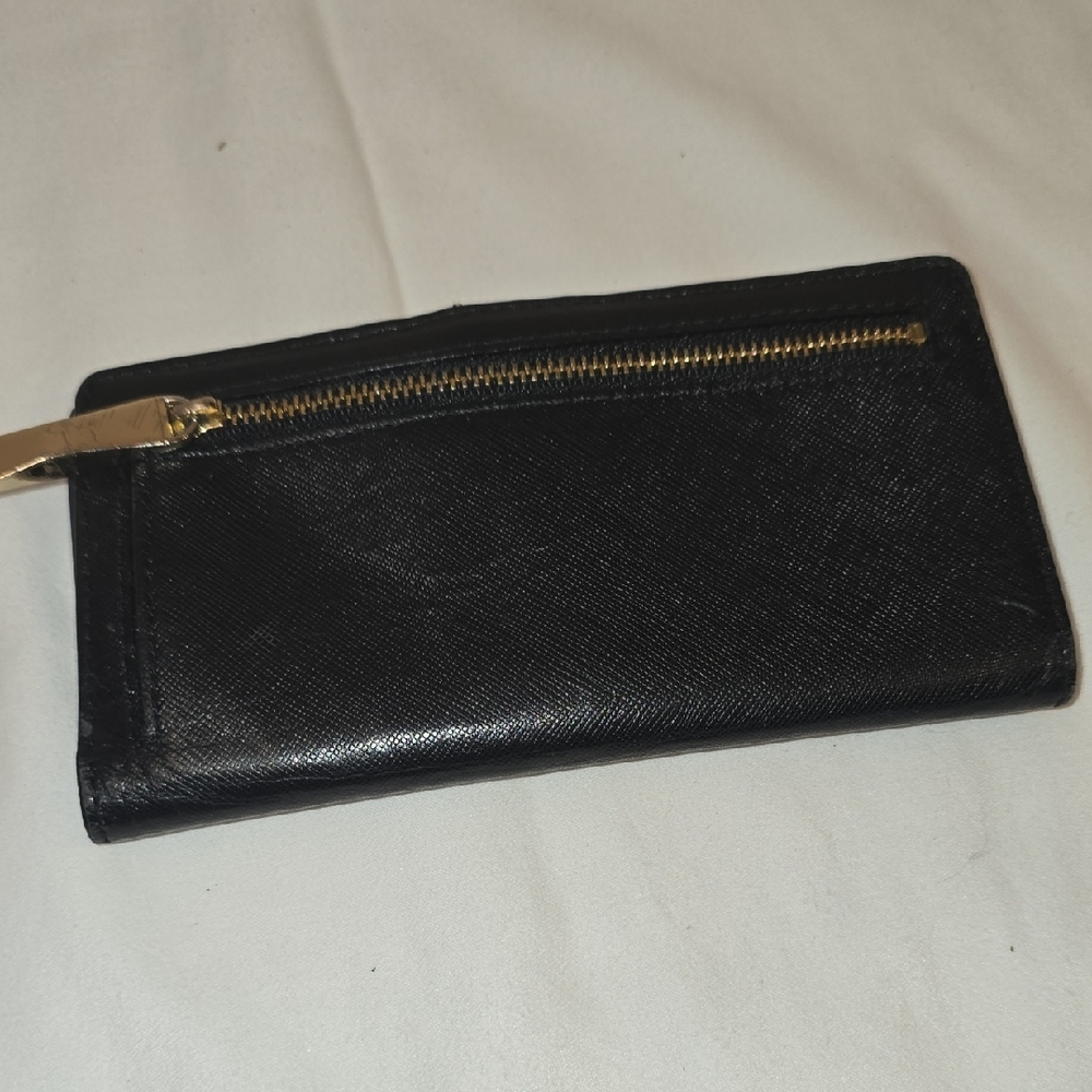 kate spade Black Leather Zip Coin Pouch with Polka Dot Lining - Picture 6 of 6